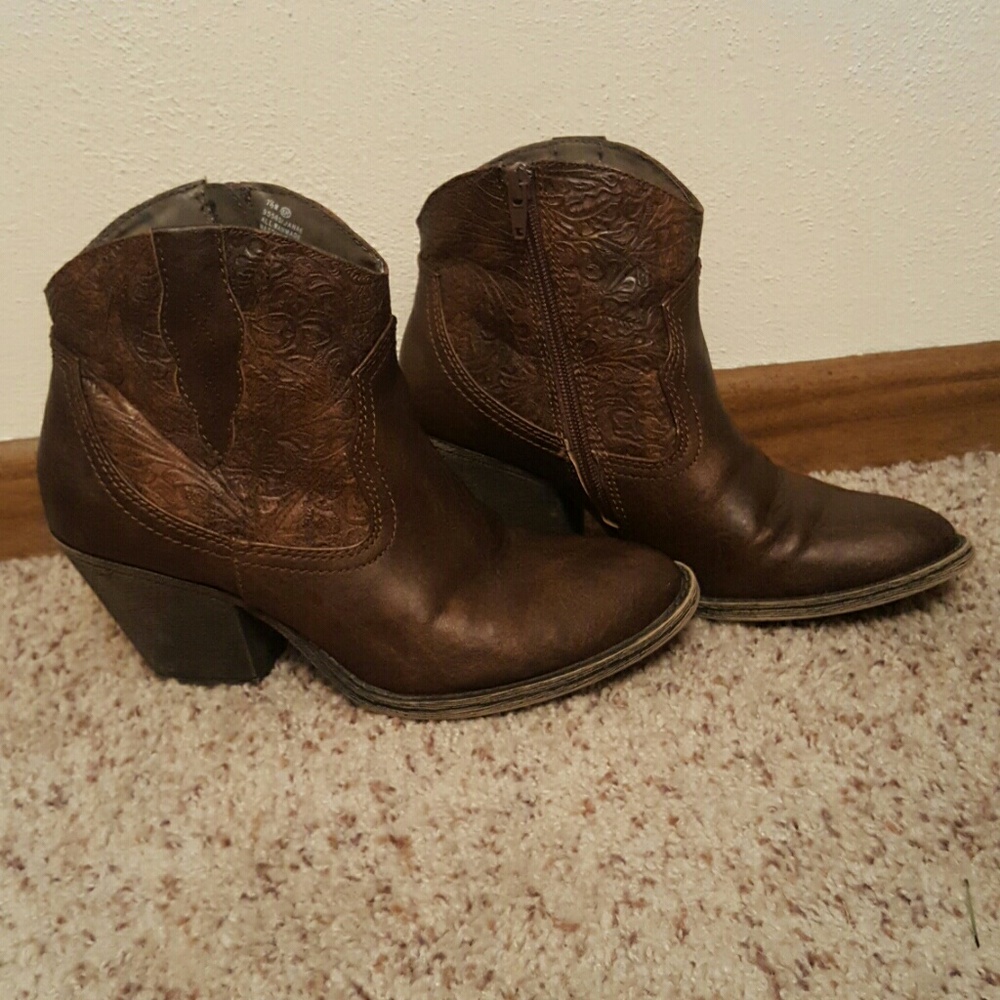 Ankle Zip Up Heeled Boots
